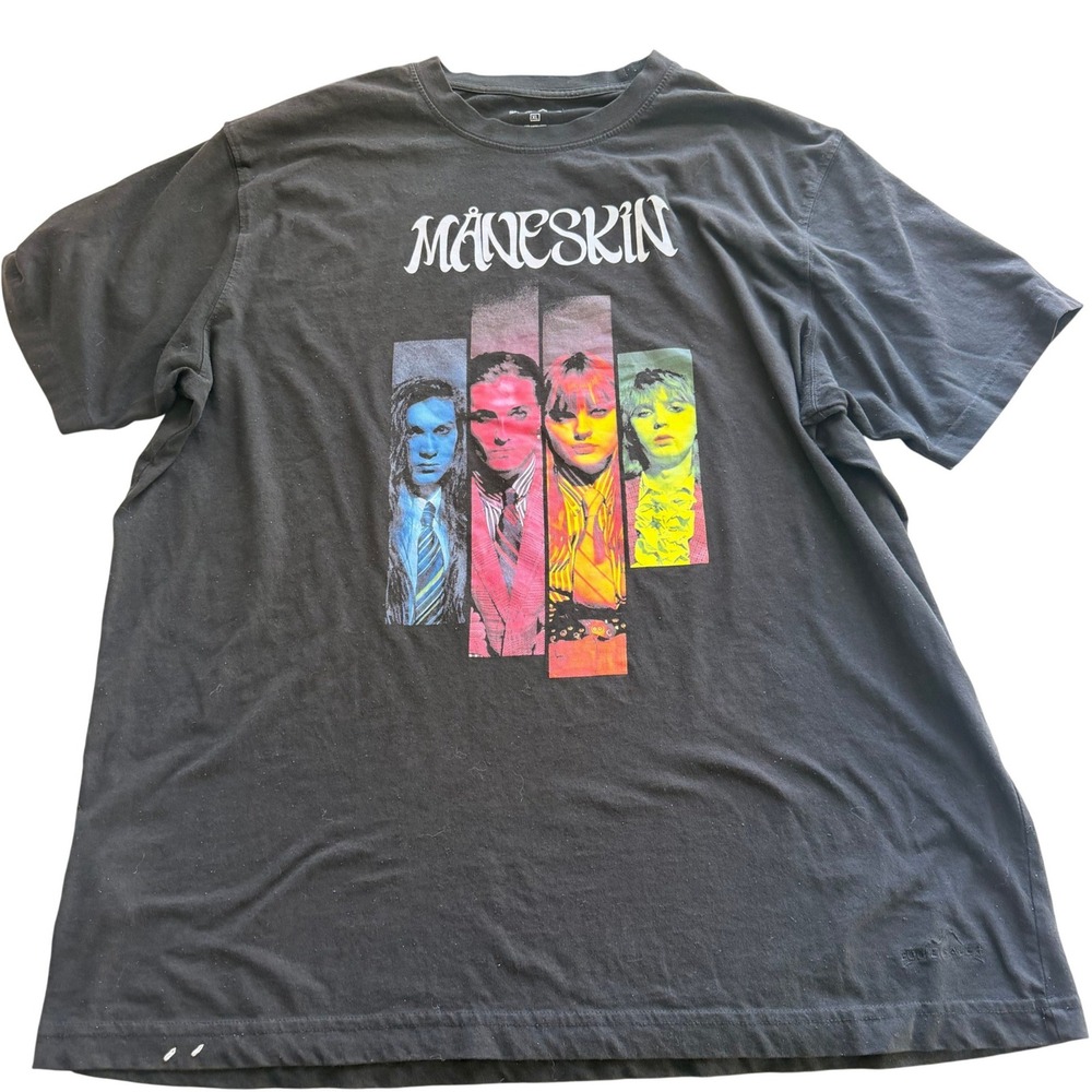 Eddie Bauer Mens Maneskin Graphic T-Shirt XL Black Cotton Blend Band Tee